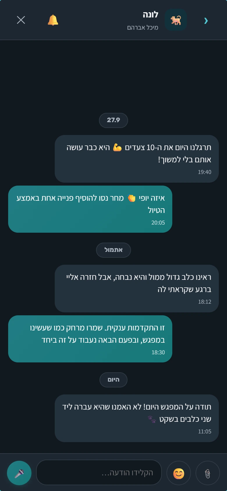 הצ'אט עם הבעלים של לונה